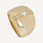 Classic Wide Band Ring 18K Gold Lab-Grown Diamond