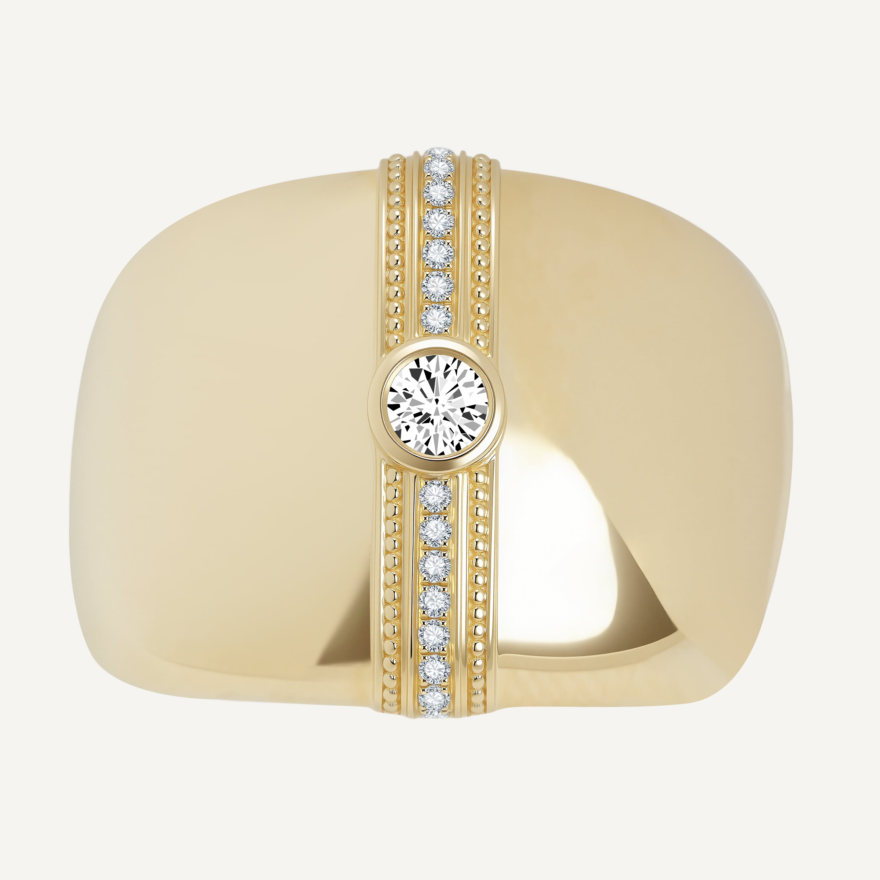 Classic Wide Band Ring 18K Gold Lab-Grown Diamond