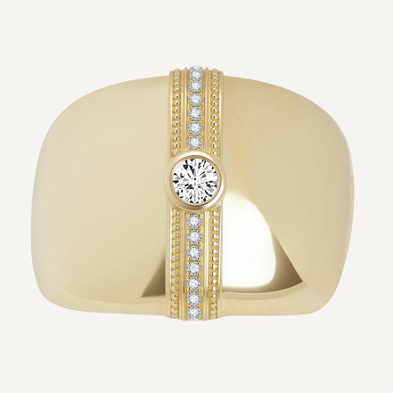 Classic Wide Band Ring 18K Gold Lab-Grown Diamond
