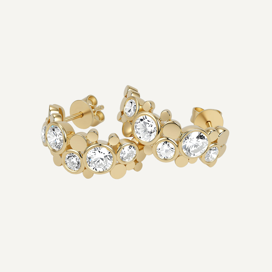 ORBITÉ Geometric Band Earrings 18K Gold Lab-Grown Diamond