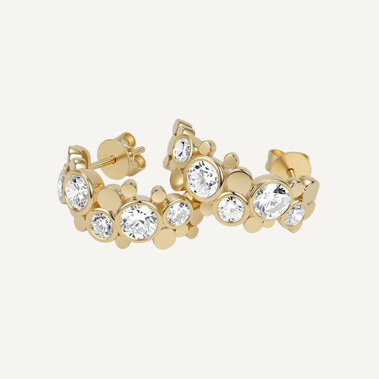 ORBITÉ Geometric Band Earrings 18K Gold Lab-Grown Diamond