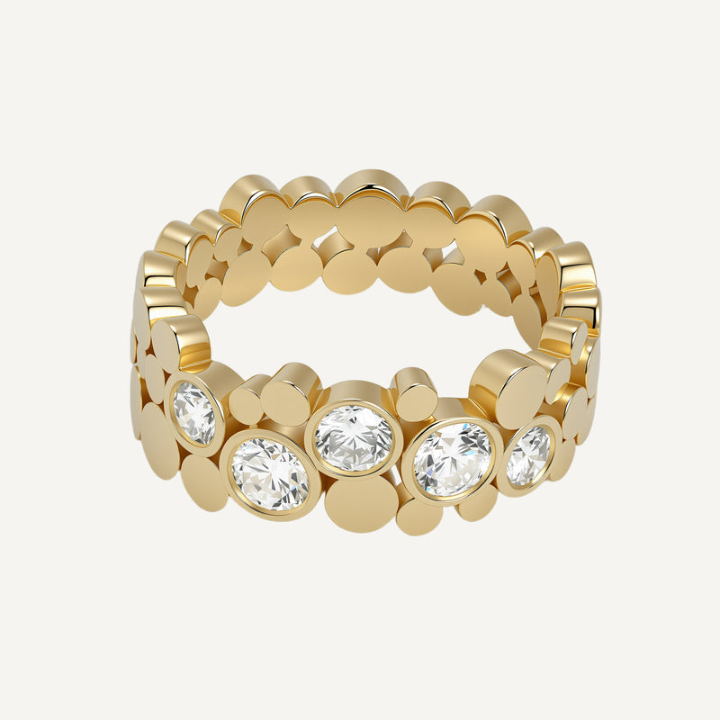 ORBITÉ Wide Geometric Band Ring 18K Gold Lab-Grown Diamond