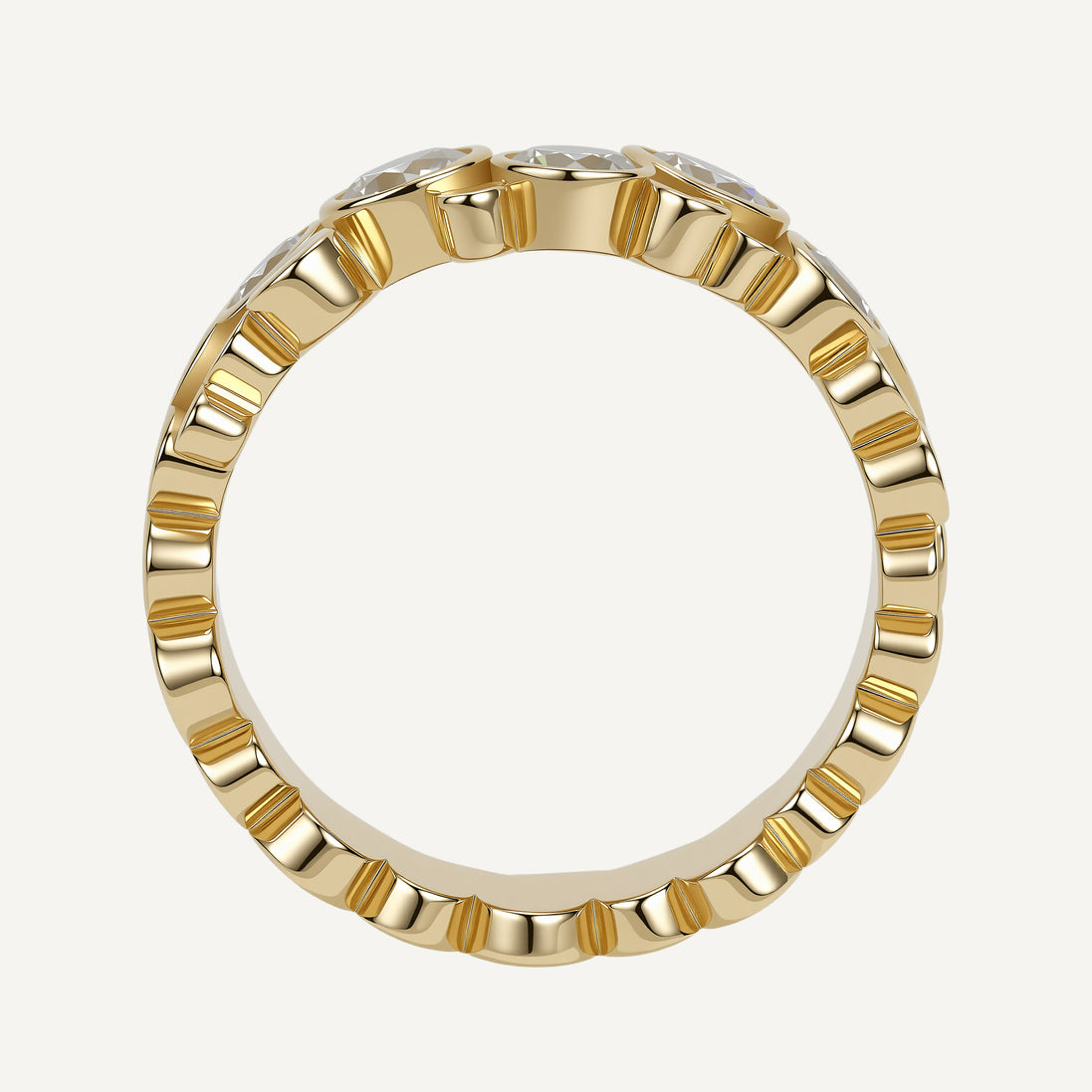 ORBITÉ Wide Geometric Band Ring 18K Gold Lab-Grown Diamond