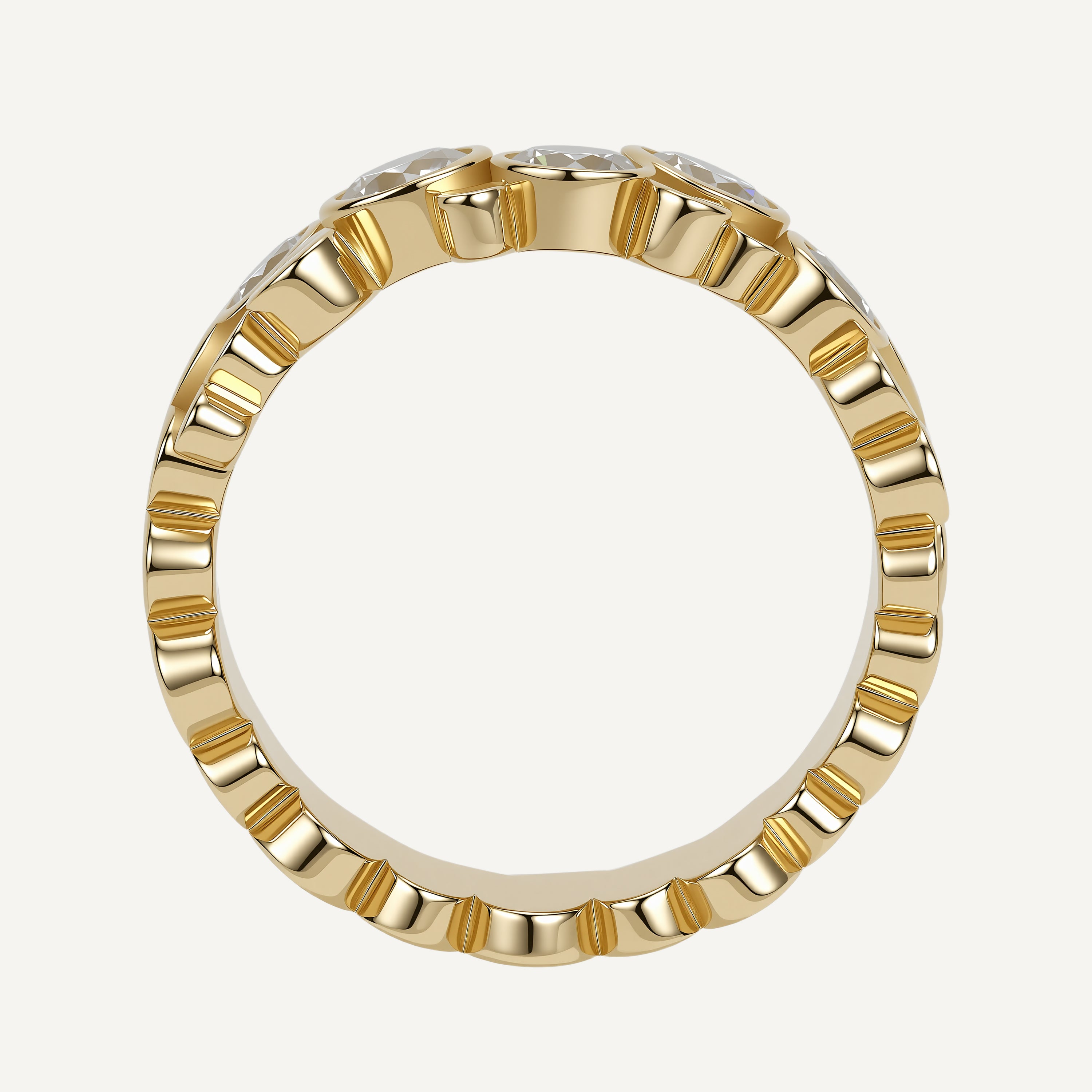 ORBITÉ Wide Geometric Band Ring 18K Gold Lab-Grown Diamond