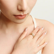 ORBITÉ Wide Geometric Band Ring 18K Gold Lab-Grown Diamond