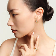ORBITÉ Geometric Band Earrings 18K Gold Lab-Grown Diamond